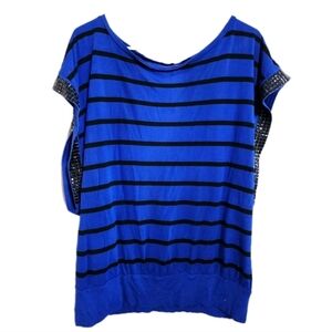 Y2k Embellished Striped Top Size M